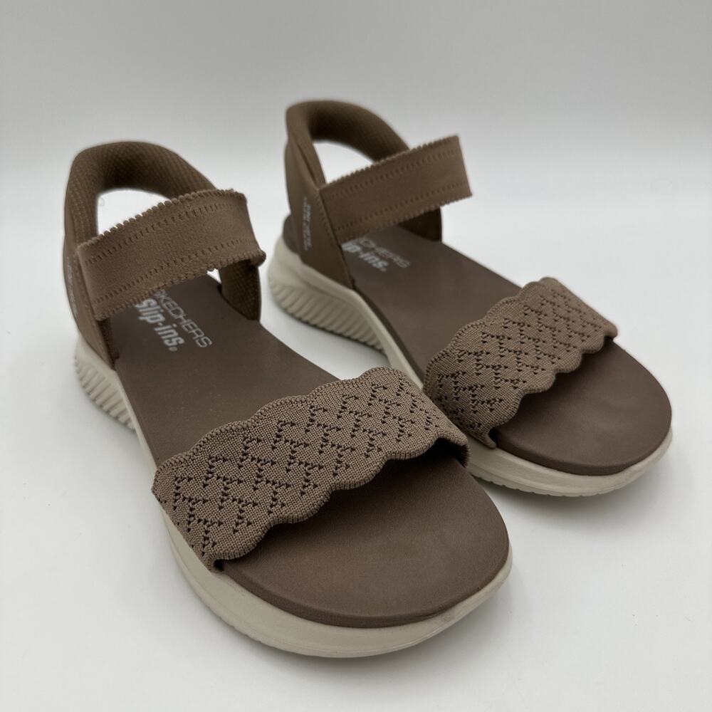 Skechers Slip Ins Ultra-Flex Knit Sandals Feelin' Pretty Mocha Women’s Size 7